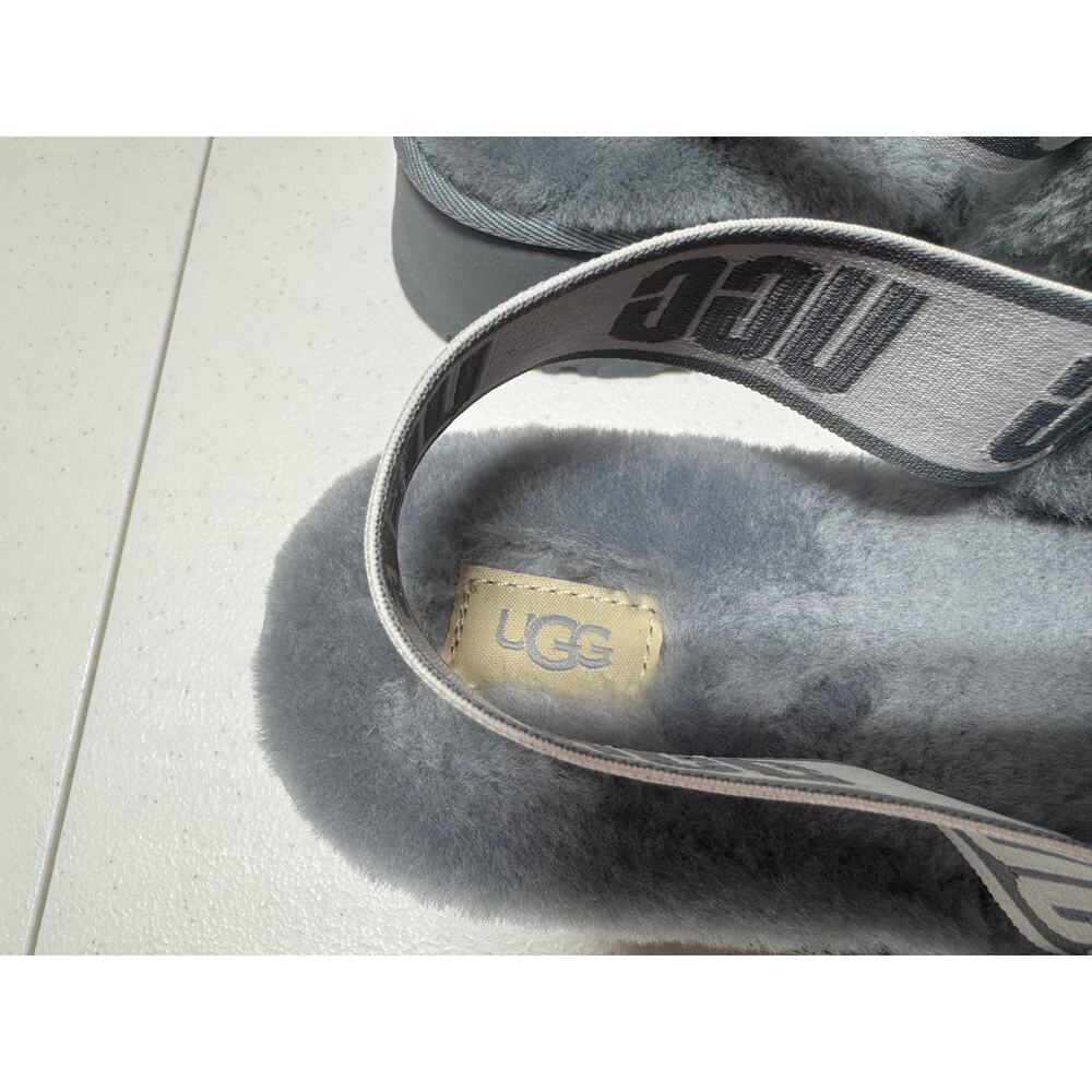 UGG Disco Slide Platform Slipper Sz 10 Color Ash Fog Sheepskin Upper And Insole - Picture 7 of 11